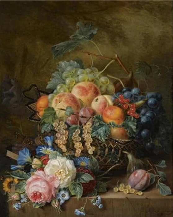 Natura morta con fiori e frutta